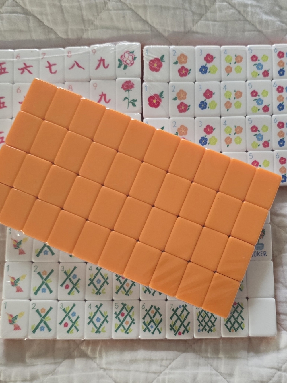 Orange Mahjong Tile Set - Solid Orange Backing